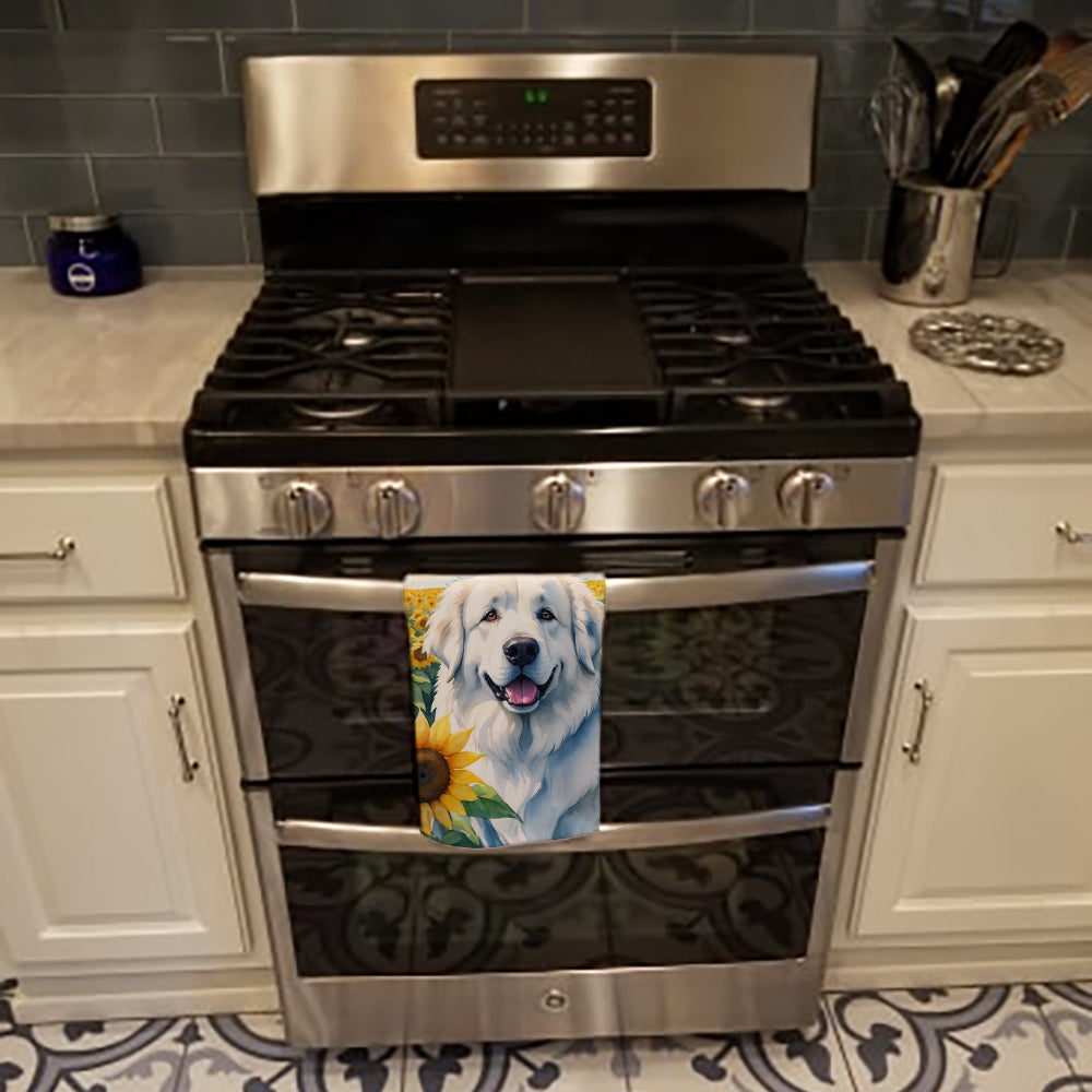 Great Pyrenees in Sunflowers Kitchen Towel