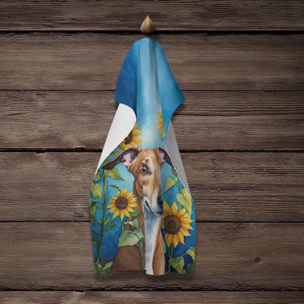 Greyhound in Sunflowers Kitchen Towel