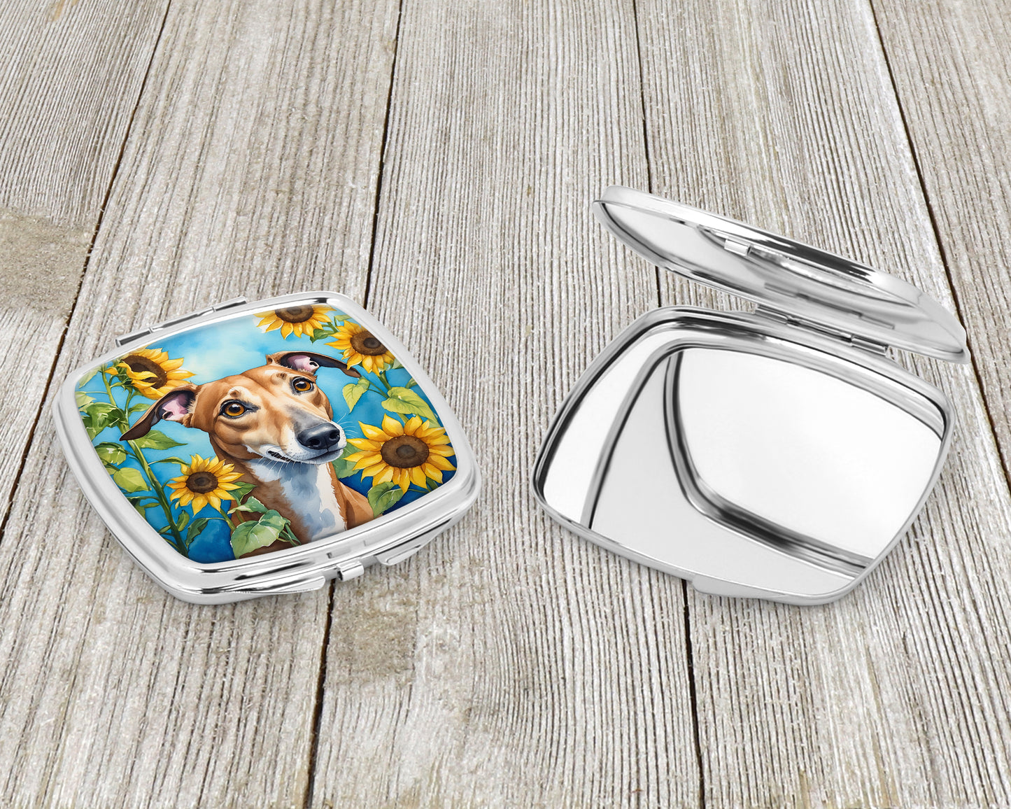 Greyhound in Sunflowers Compact Mirror