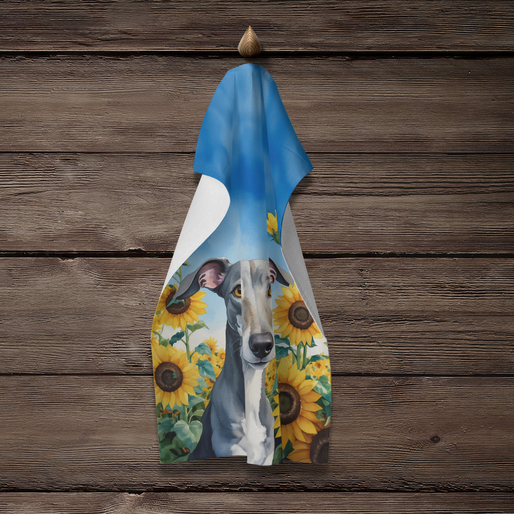 Greyhound in Sunflowers Kitchen Towel