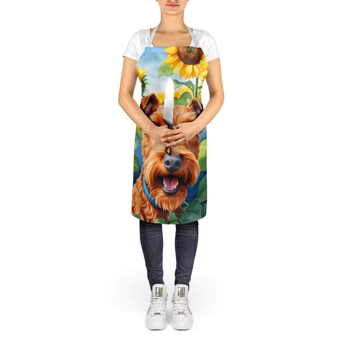 Irish Terrier in Sunflowers Apron