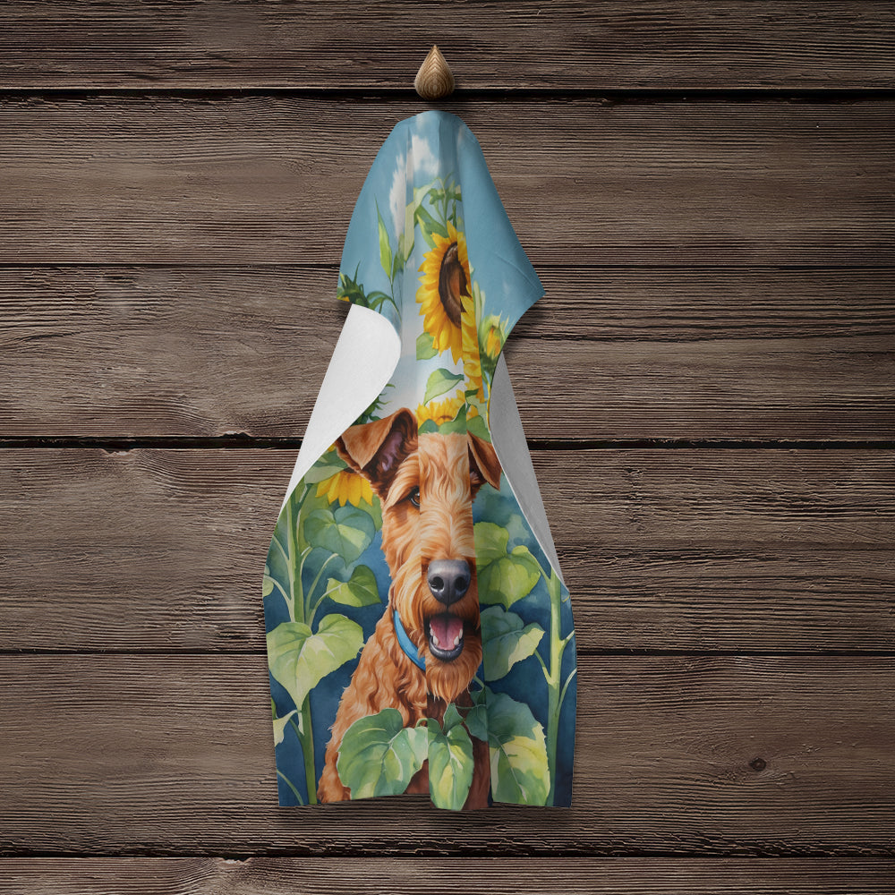 Irish Terrier in Sunflowers Kitchen Towel