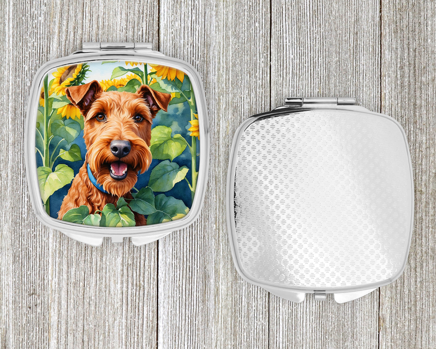 Irish Terrier in Sunflowers Compact Mirror