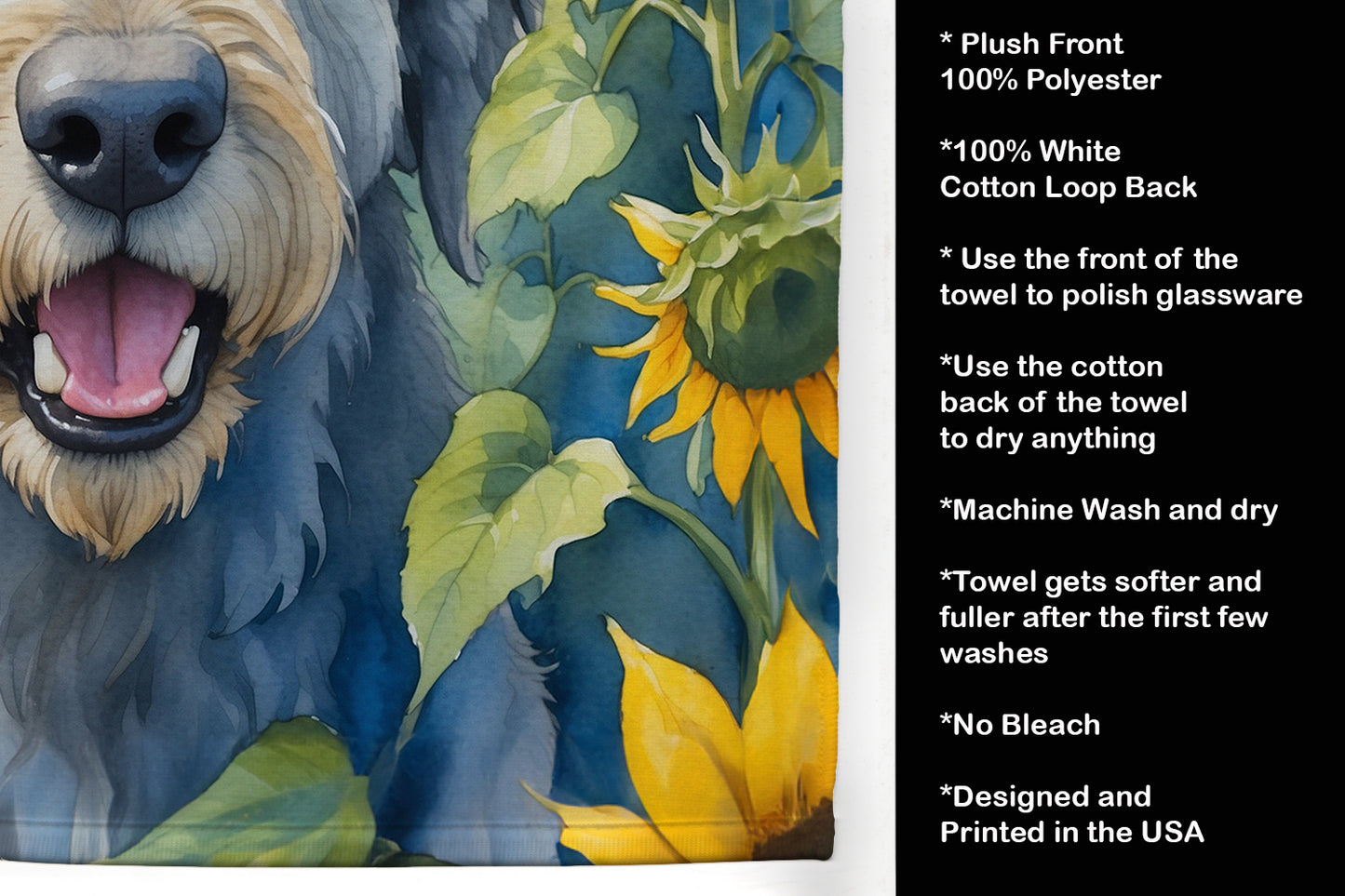 Irish Wolfhound in Sunflowers Kitchen Towel