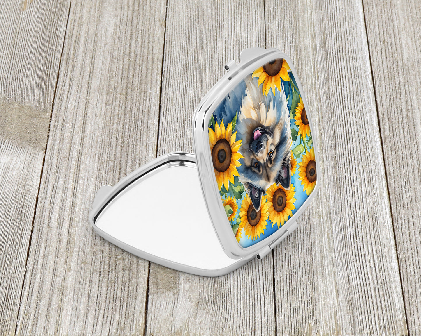 Keeshond in Sunflowers Compact Mirror