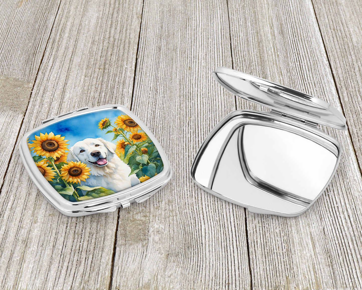 Kuvasz in Sunflowers Compact Mirror