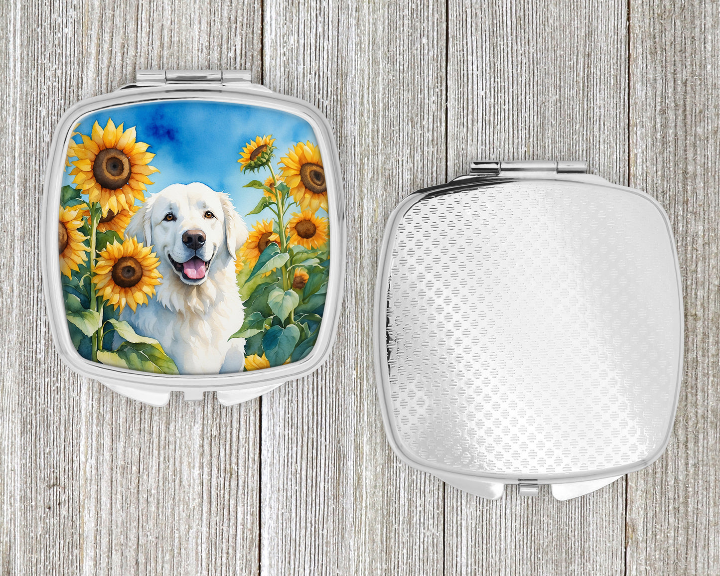 Kuvasz in Sunflowers Compact Mirror