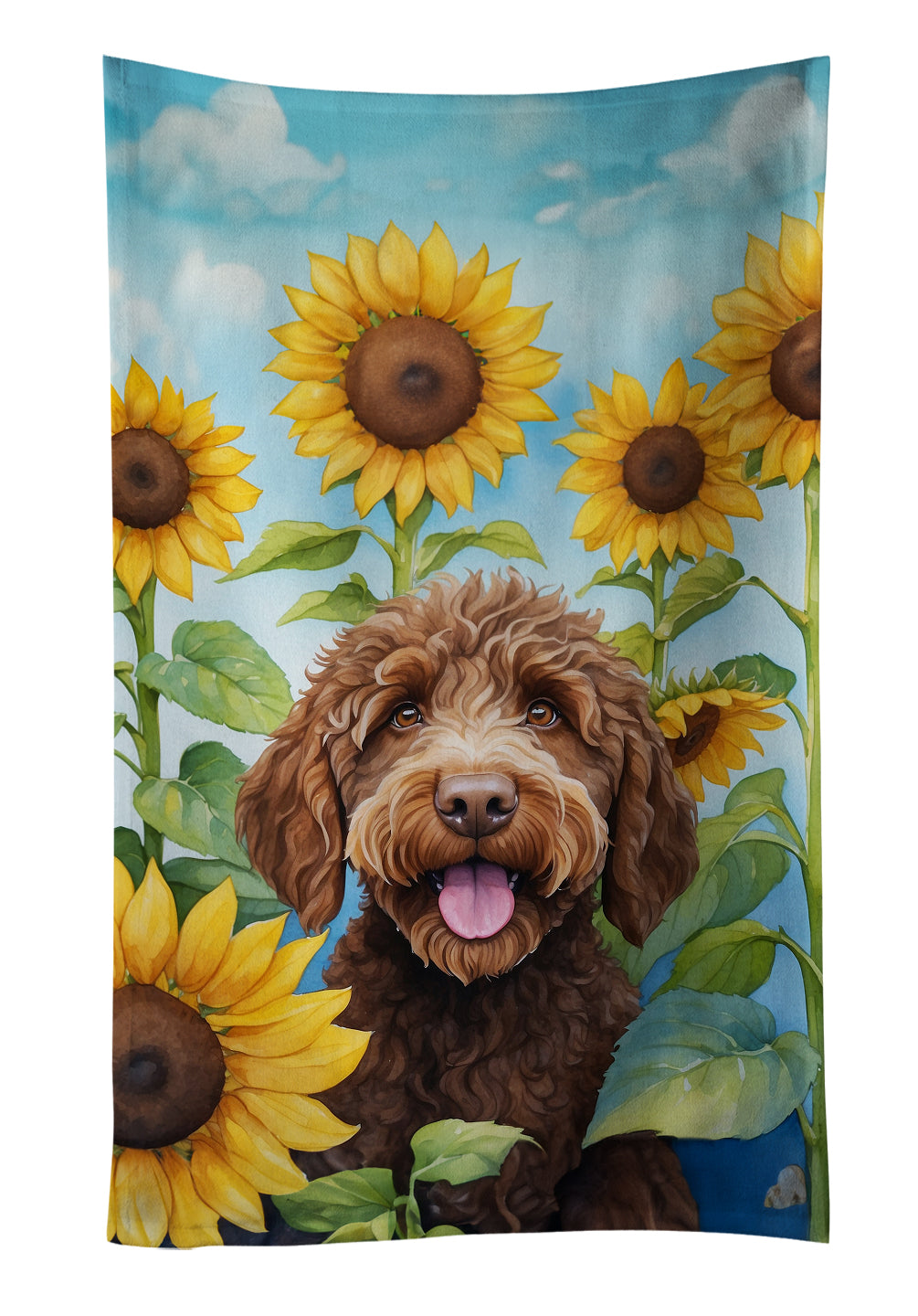 Buy this Labradoodle in Sunflowers Kitchen Towel