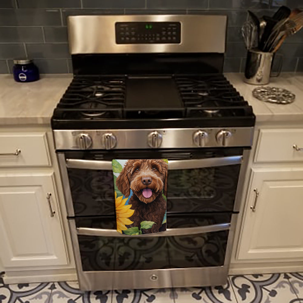 Labradoodle in Sunflowers Kitchen Towel