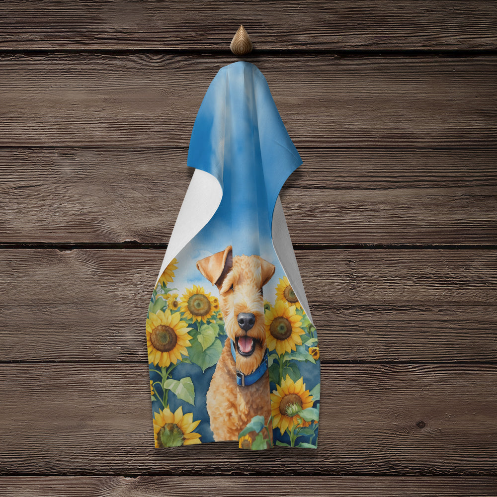 Lakeland Terrier in Sunflowers Kitchen Towel