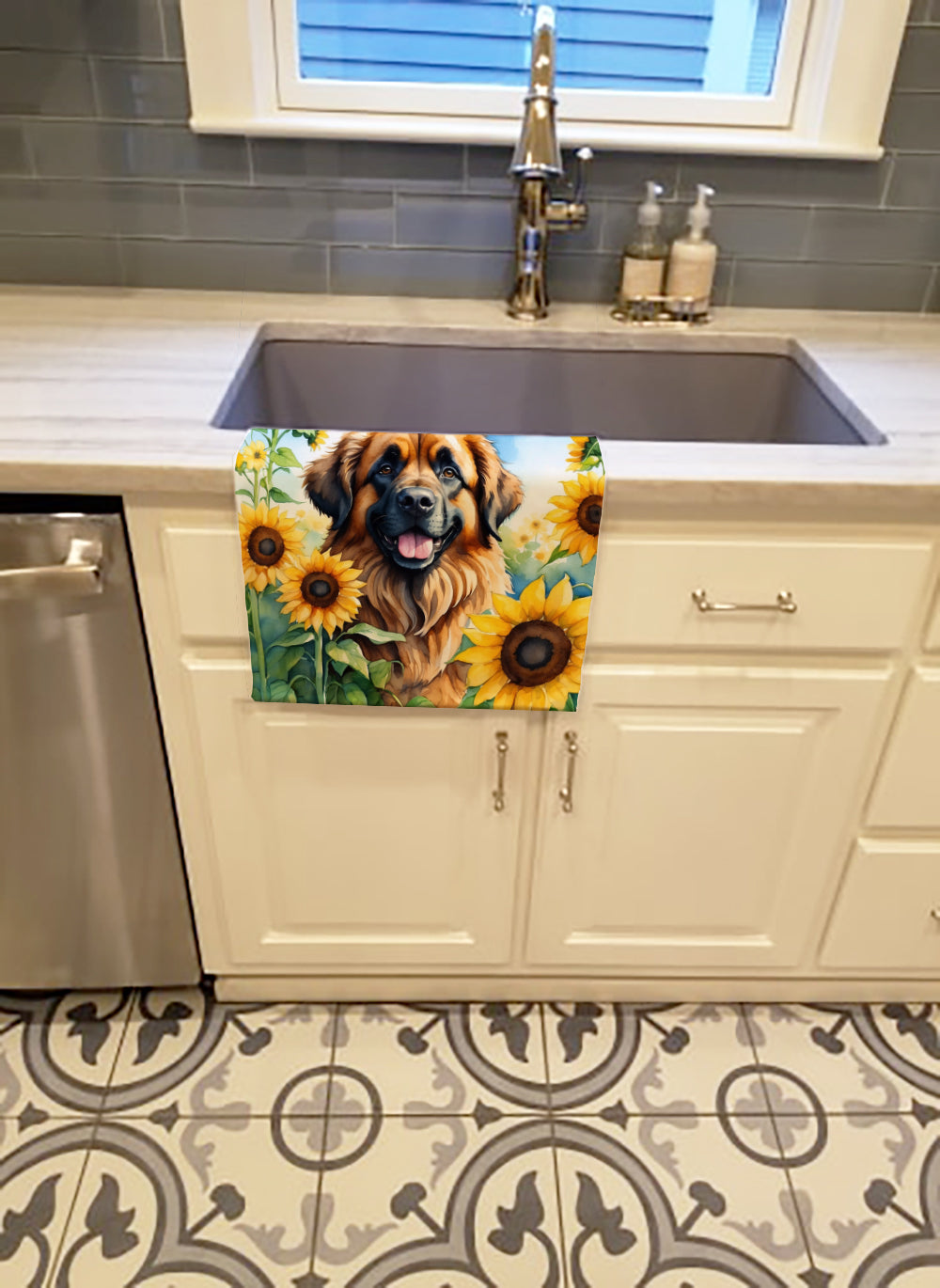 Leonberger in Sunflowers Kitchen Towel