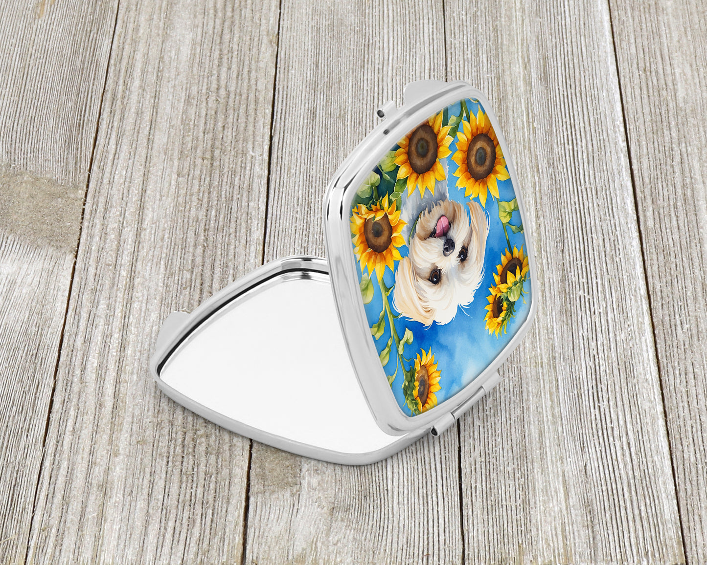 Maltese in Sunflowers Compact Mirror