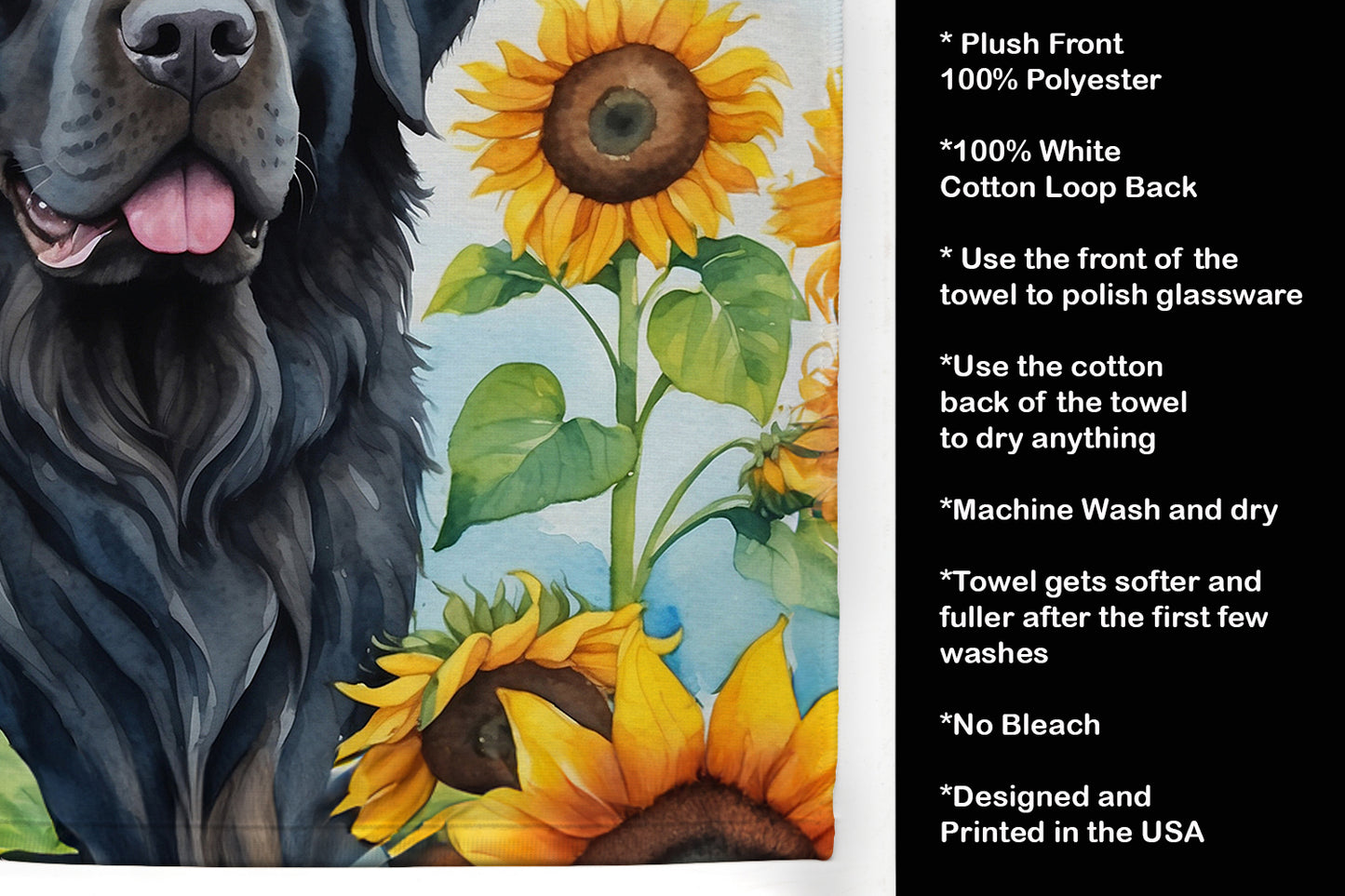 Newfoundland in Sunflowers Kitchen Towel