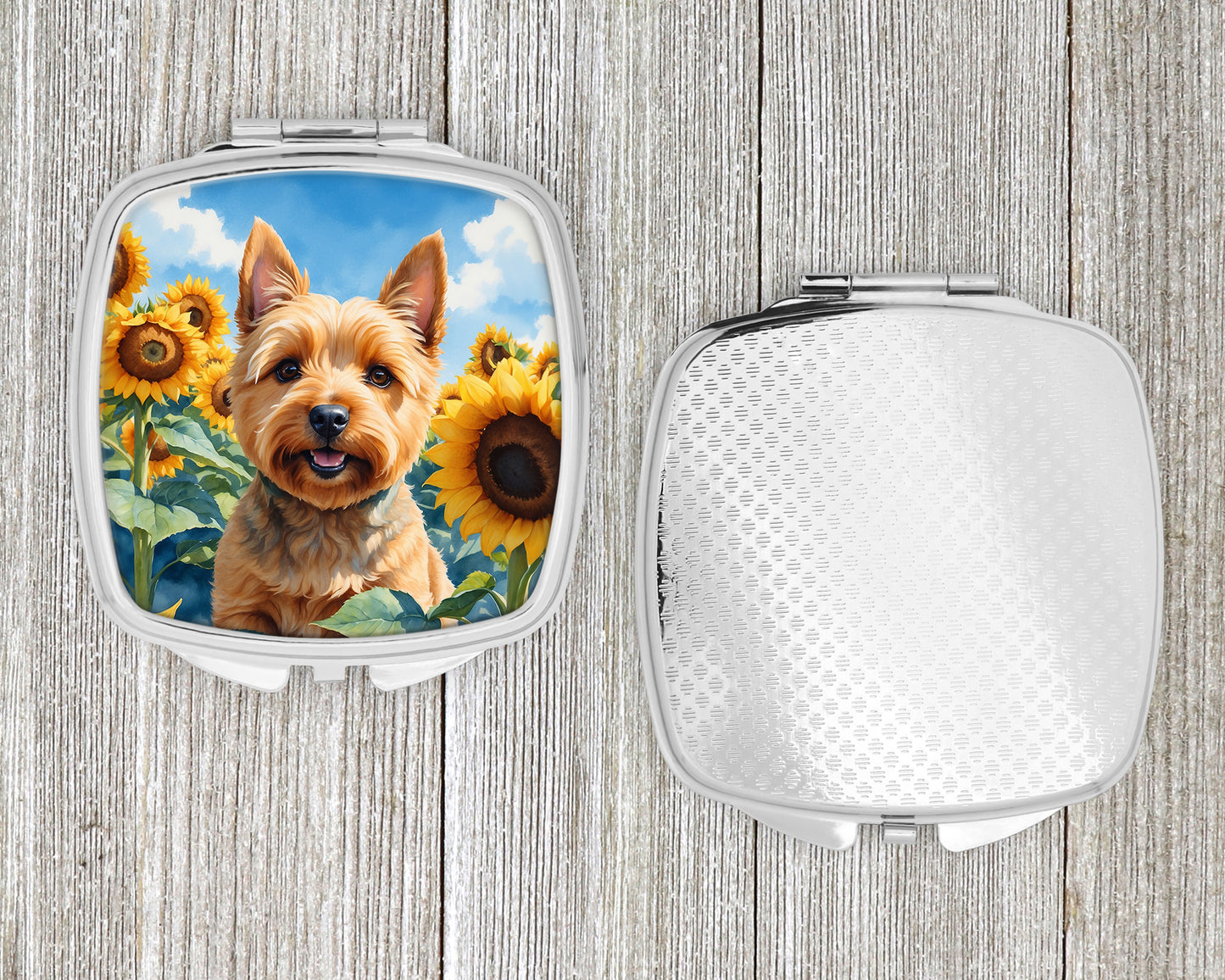 Norwich Terrier in Sunflowers Compact Mirror