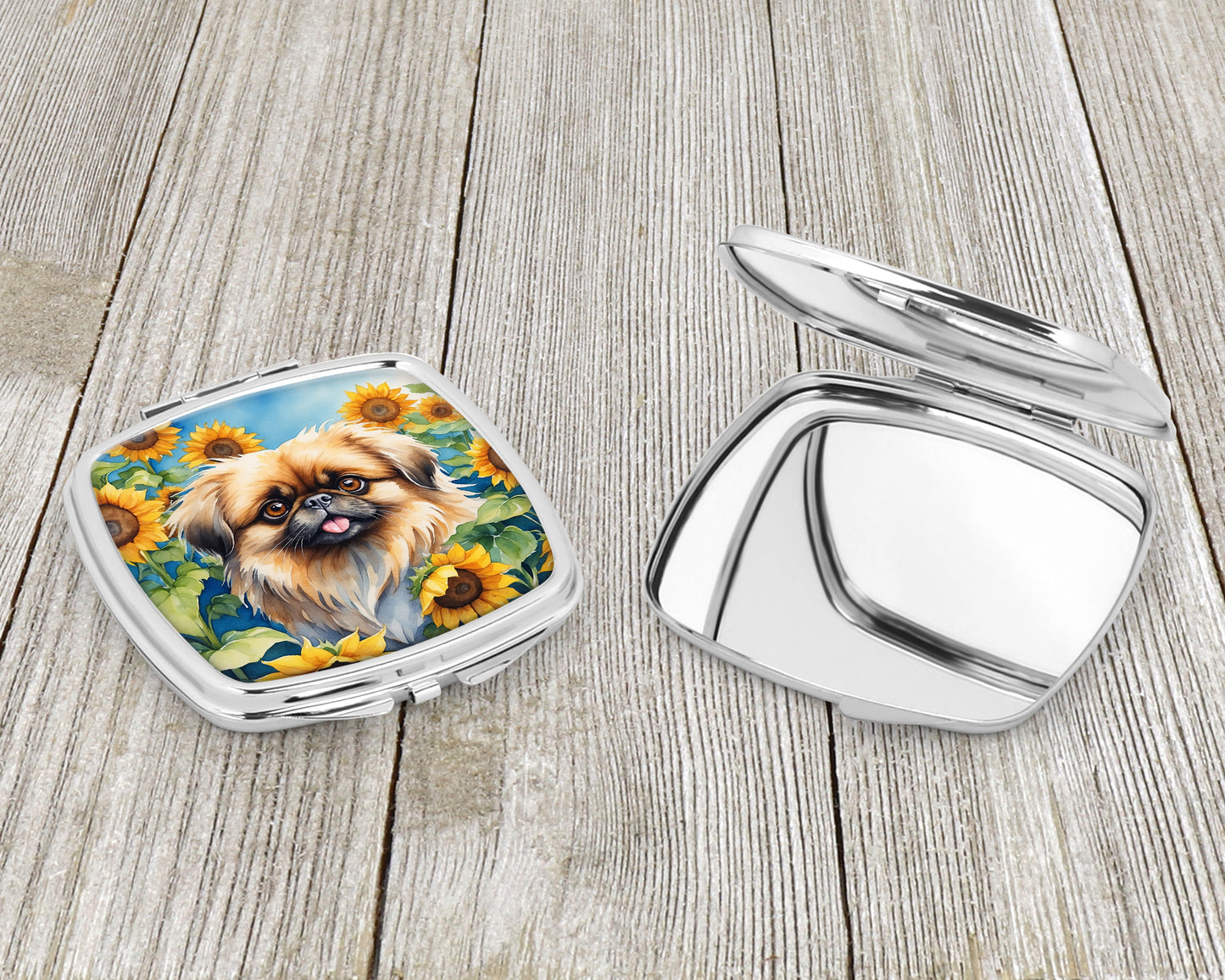 Pekingese in Sunflowers Compact Mirror