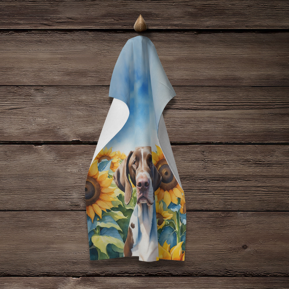 Pointer in Sunflowers Kitchen Towel