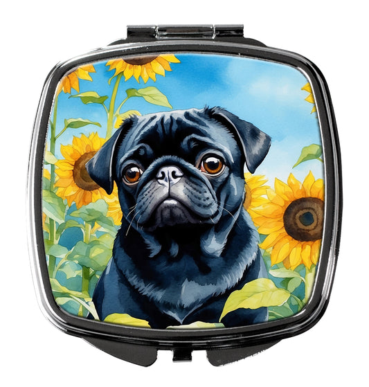 Buy this Pug in Sunflowers Compact Mirror