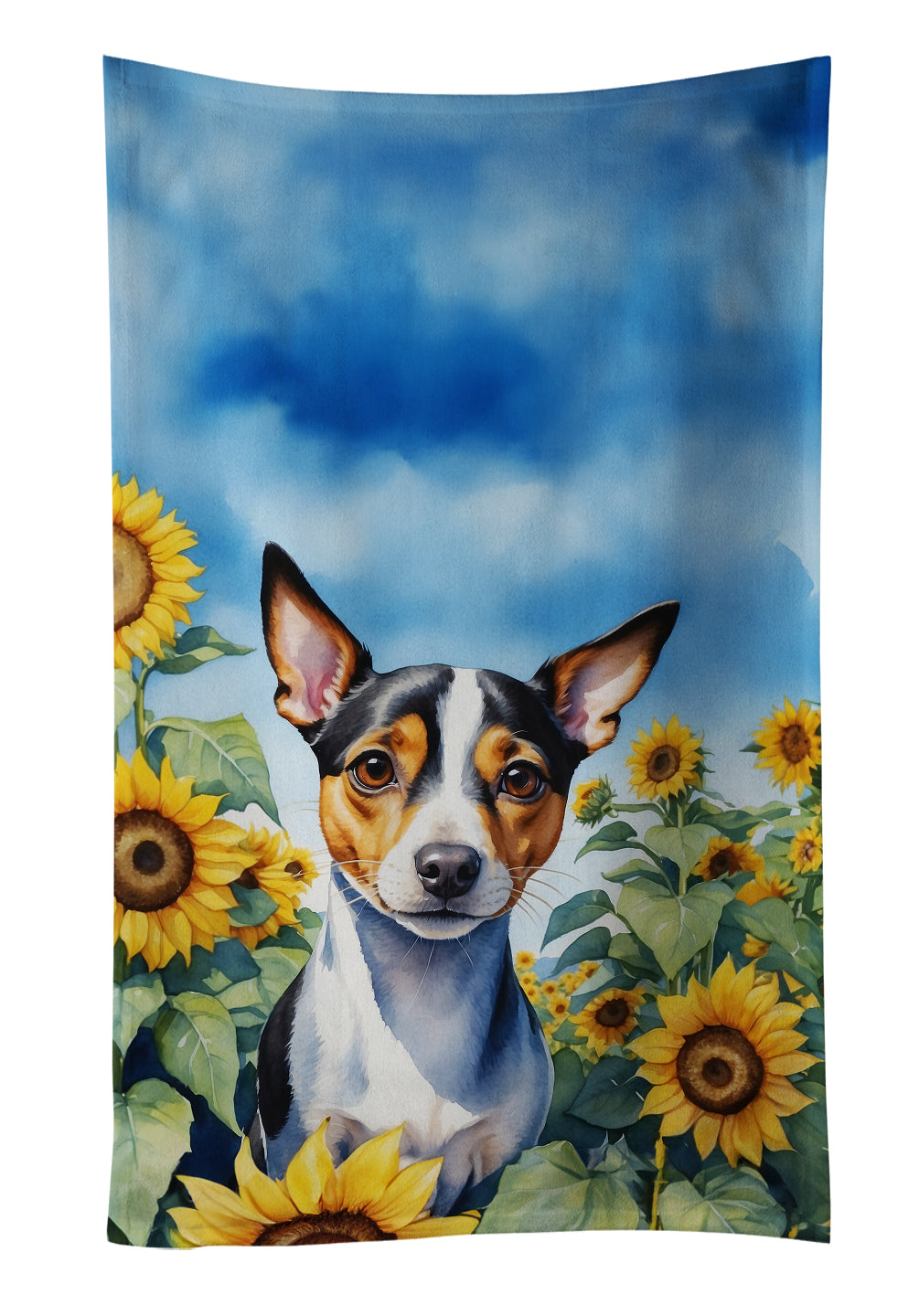 Buy this Rat Terrier in Sunflowers Kitchen Towel