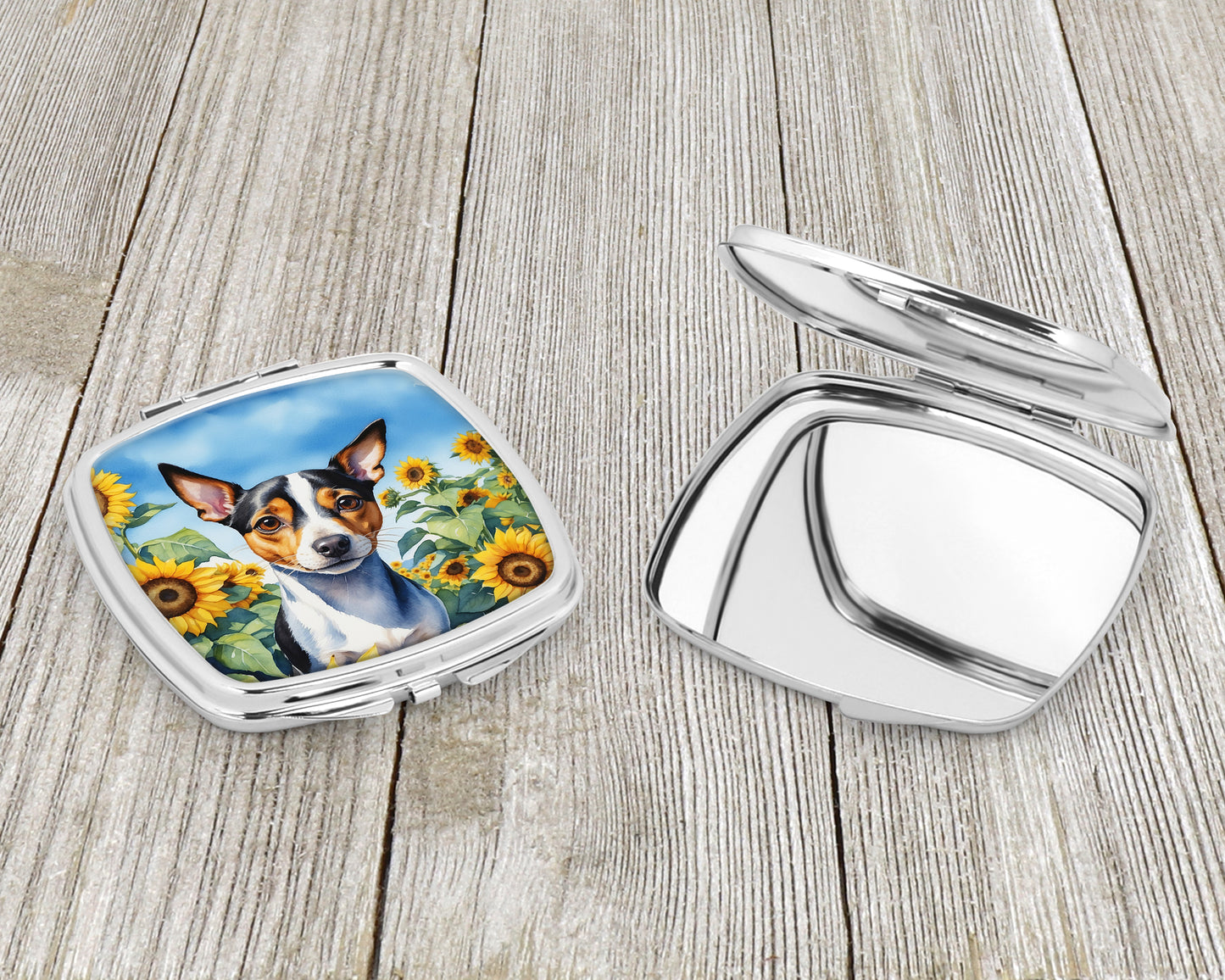 Rat Terrier in Sunflowers Compact Mirror