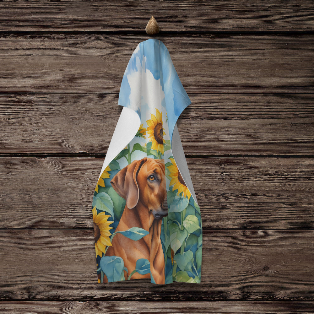 Rhodesian Ridgeback in Sunflowers Kitchen Towel