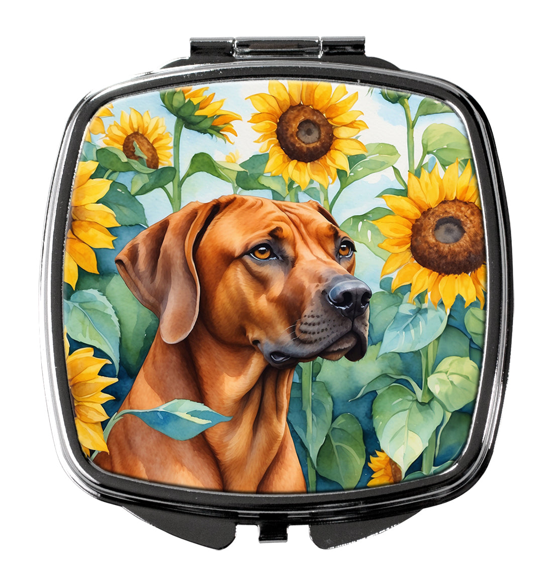 Buy this Rhodesian Ridgeback in Sunflowers Compact Mirror
