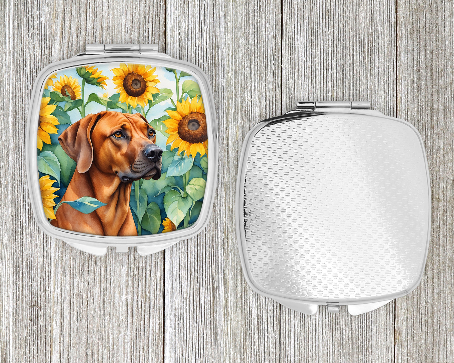 Rhodesian Ridgeback in Sunflowers Compact Mirror