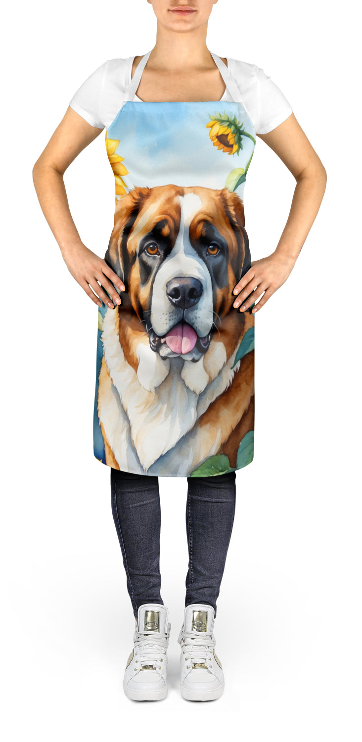 Saint Bernard in Sunflowers Apron