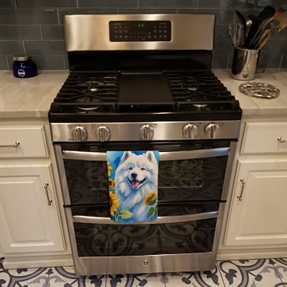 Samoyed in Sunflowers Kitchen Towel