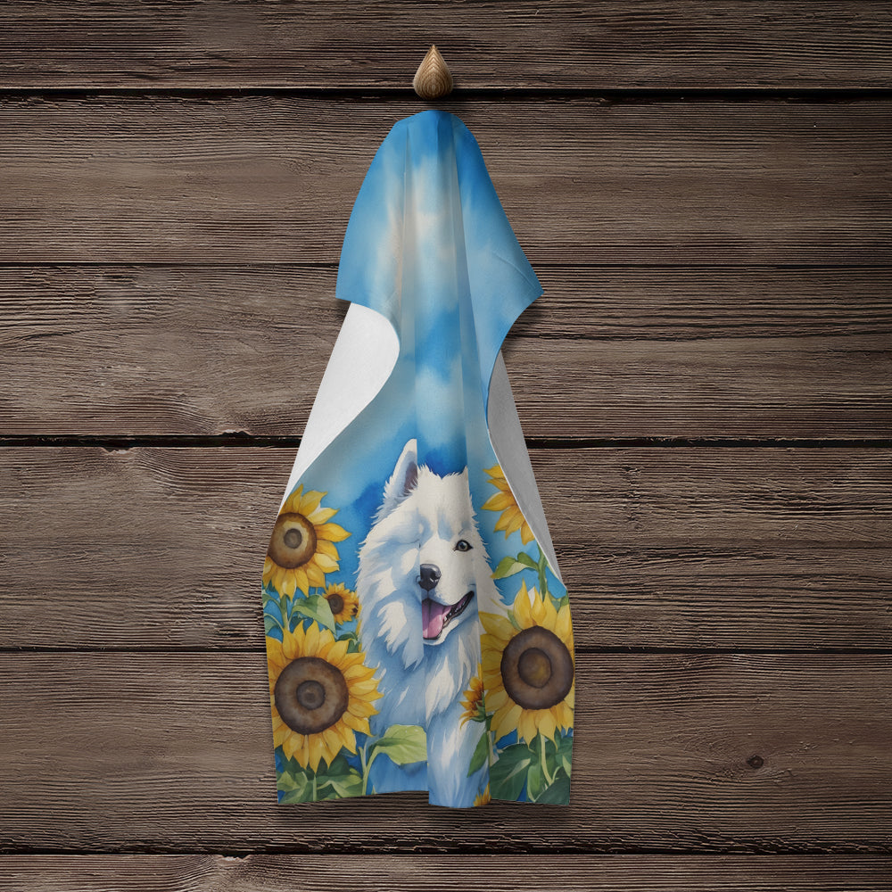 Samoyed in Sunflowers Kitchen Towel