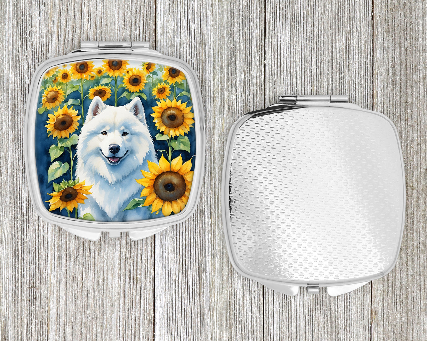 Samoyed in Sunflowers Compact Mirror