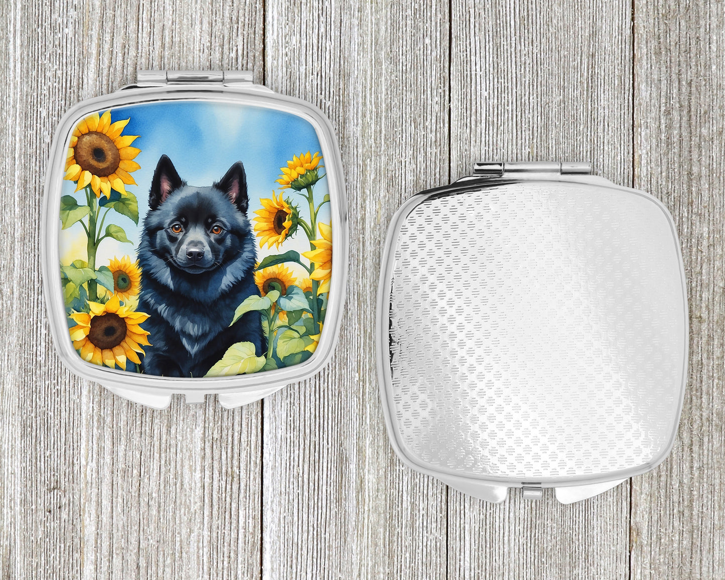 Schipperke in Sunflowers Compact Mirror