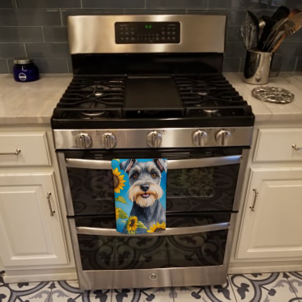 Schnauzer in Sunflowers Kitchen Towel