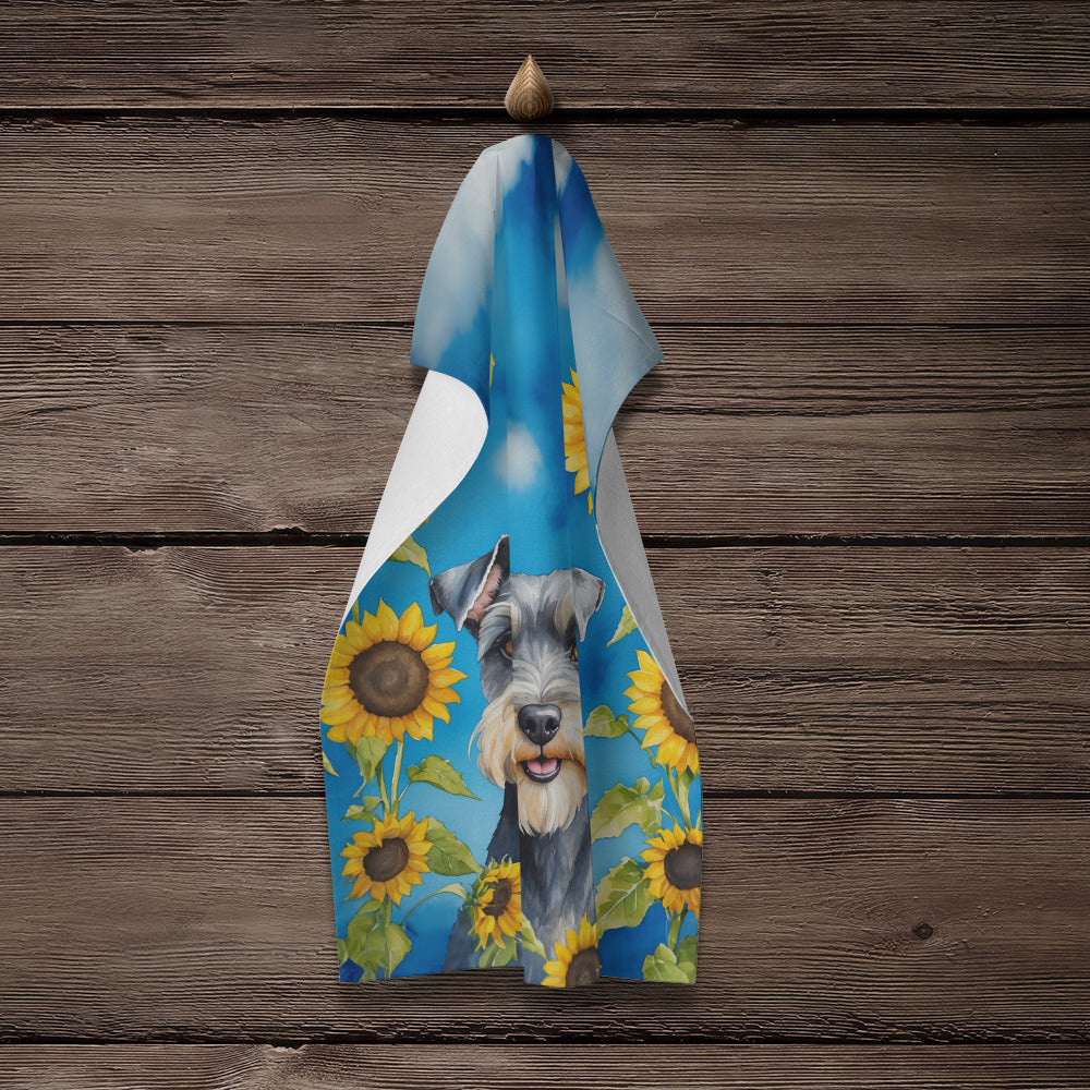 Schnauzer in Sunflowers Kitchen Towel