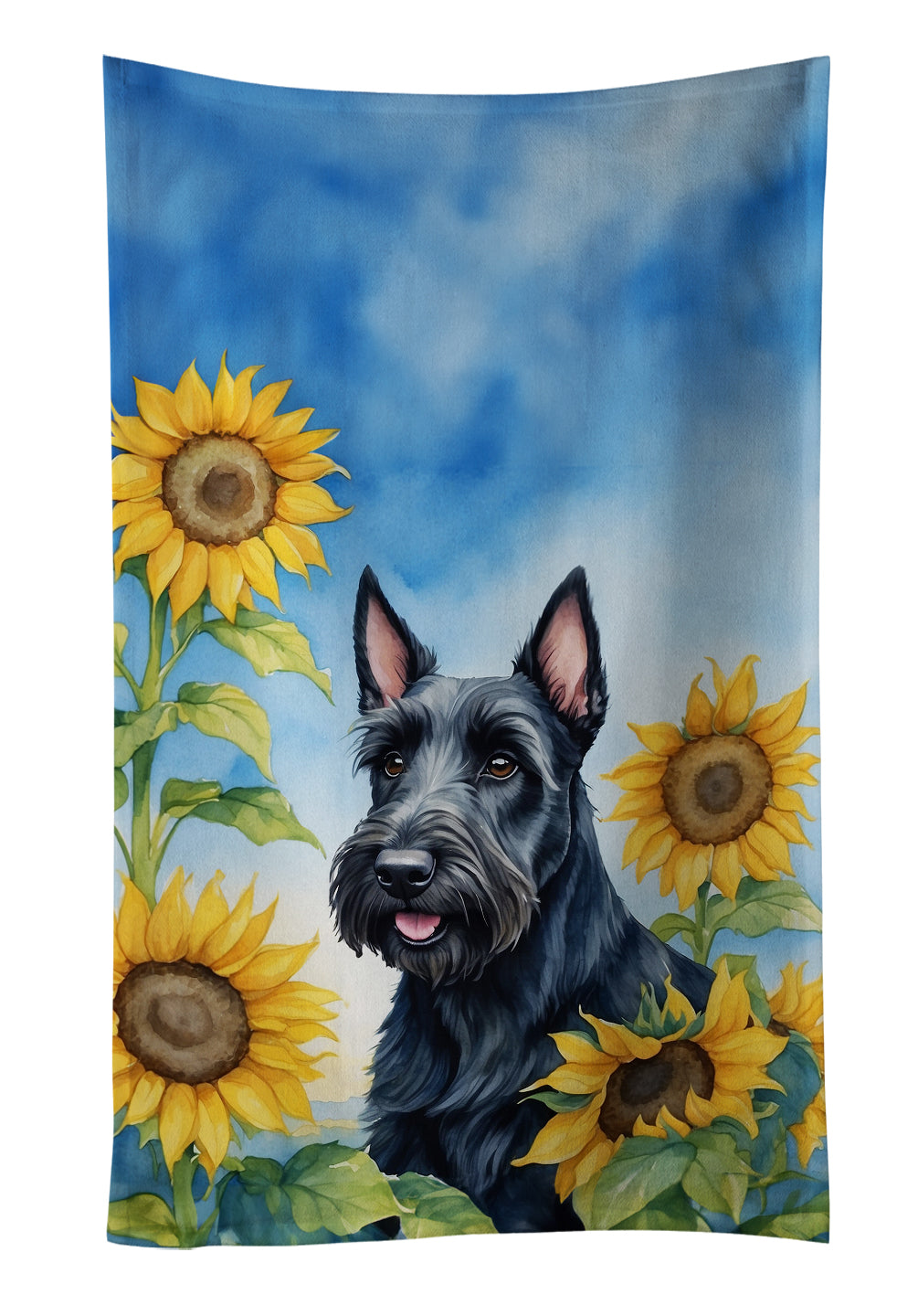 Buy this Scottish Terrier in Sunflowers Kitchen Towel