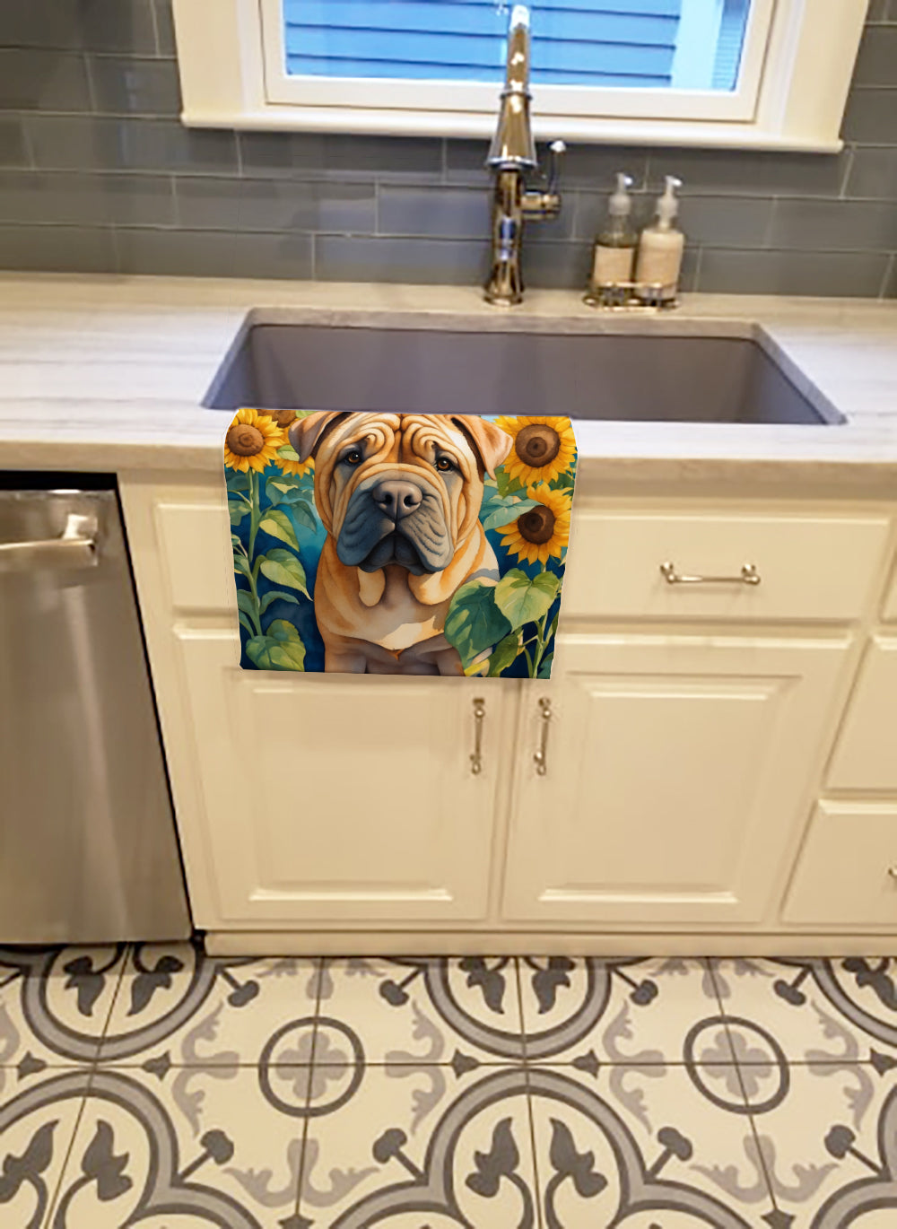 Shar Pei in Sunflowers Kitchen Towel