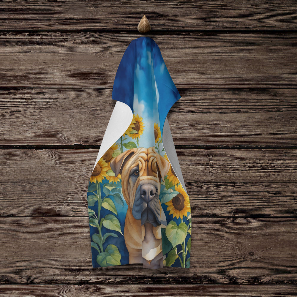 Shar Pei in Sunflowers Kitchen Towel