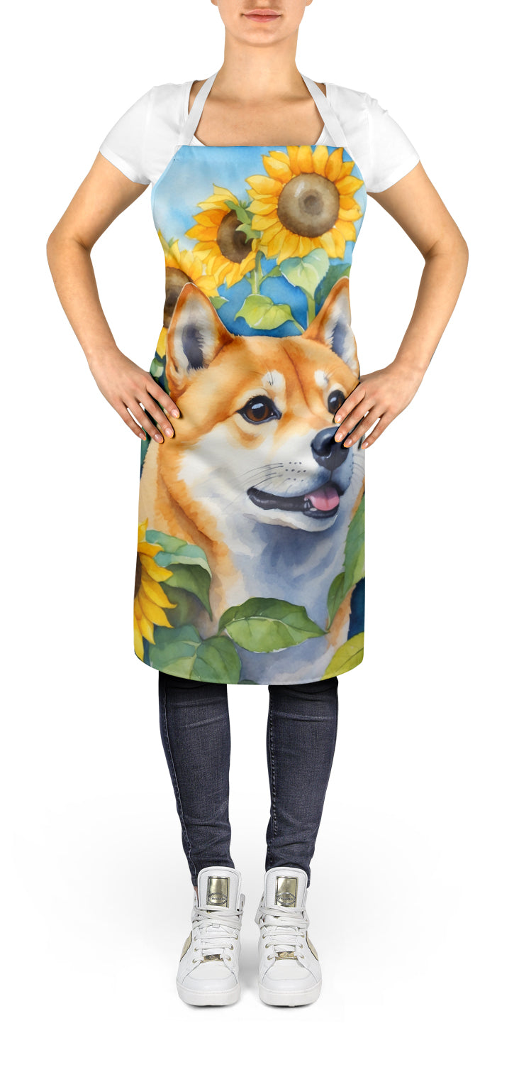 Shiba Inu in Sunflowers Apron