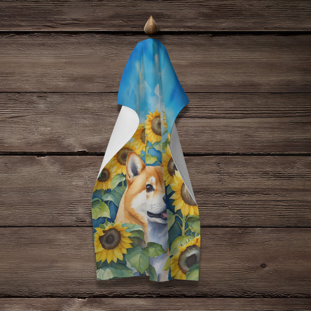 Shiba Inu in Sunflowers Kitchen Towel