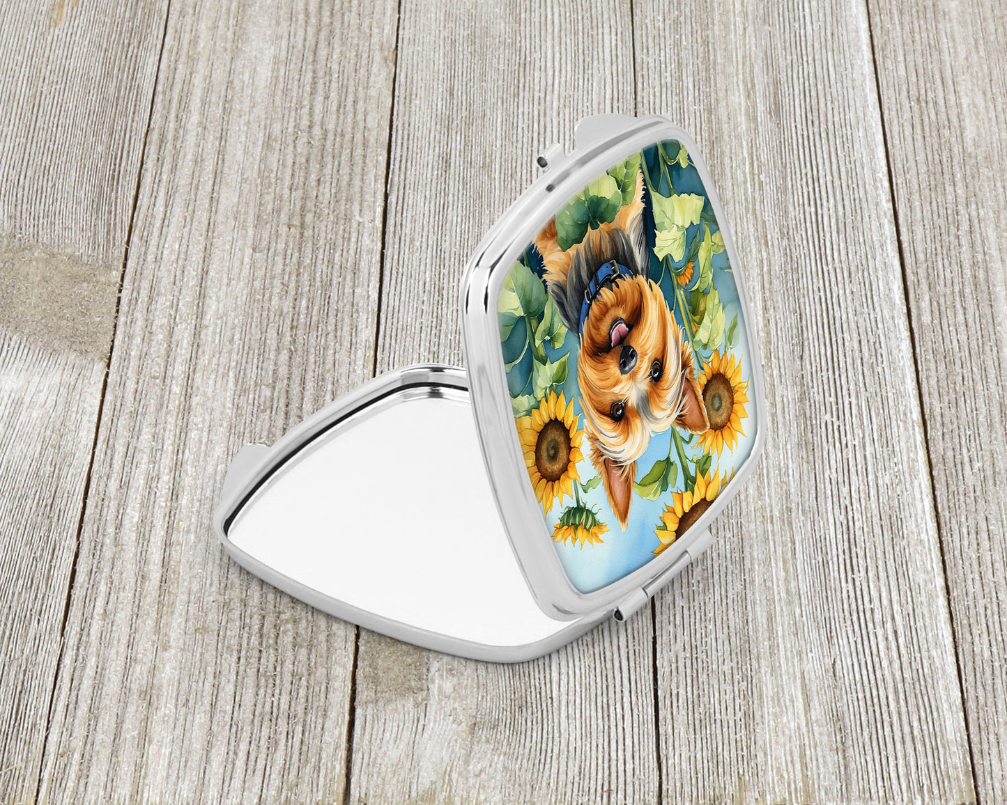 Silky Terrier in Sunflowers Compact Mirror