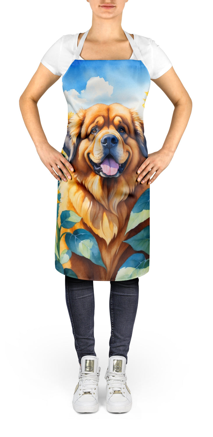 Tibetan Mastiff in Sunflowers Apron