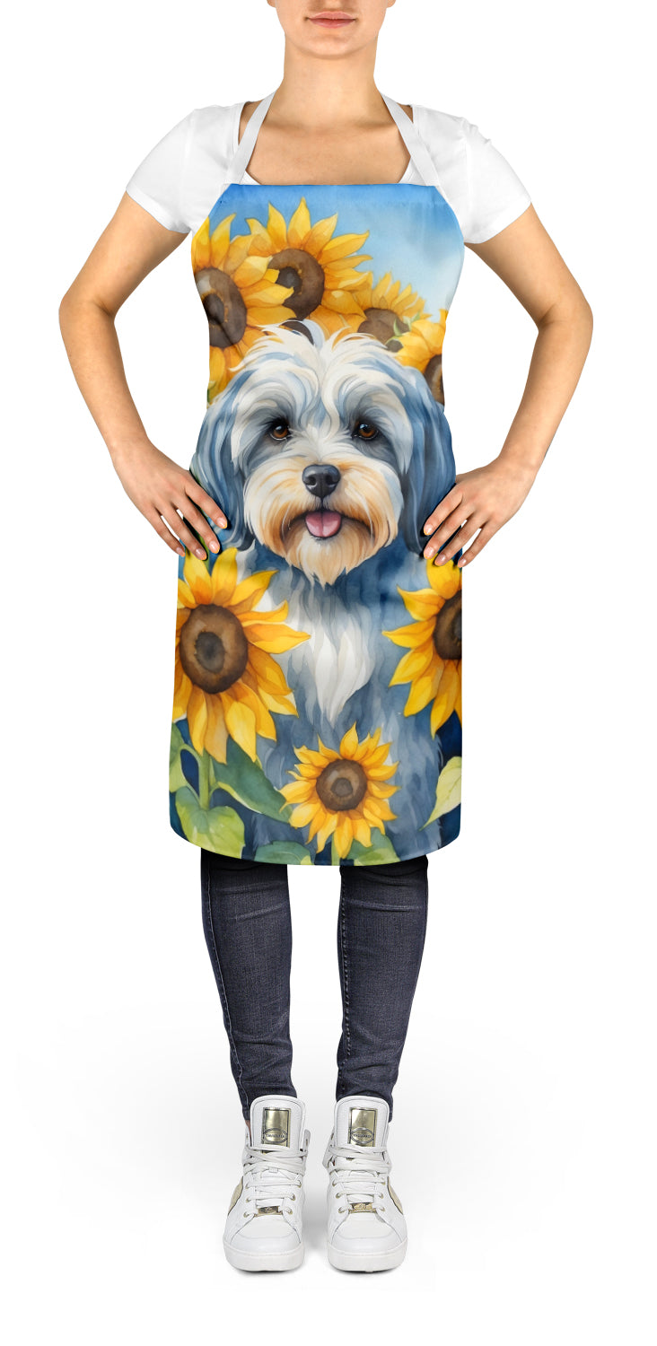 Tibetan Terrier in Sunflowers Apron