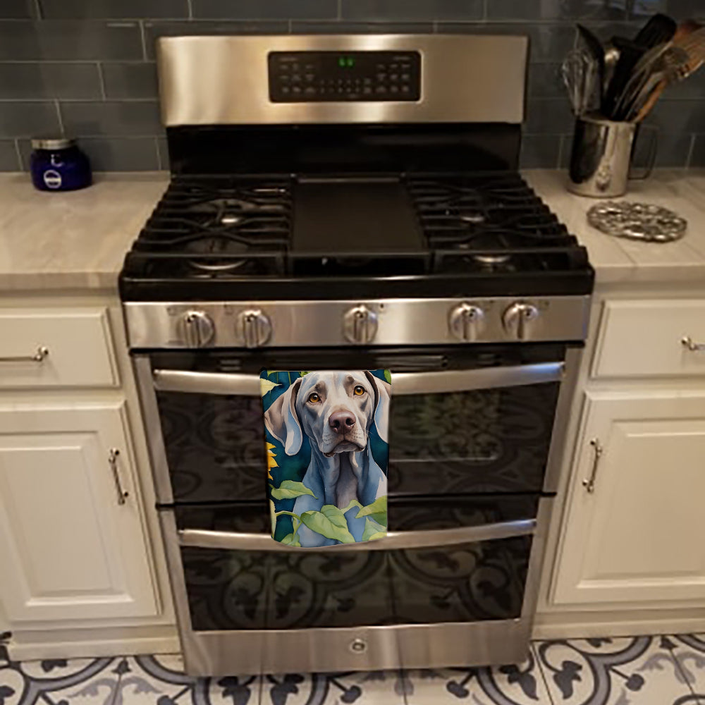Weimaraner in Sunflowers Kitchen Towel