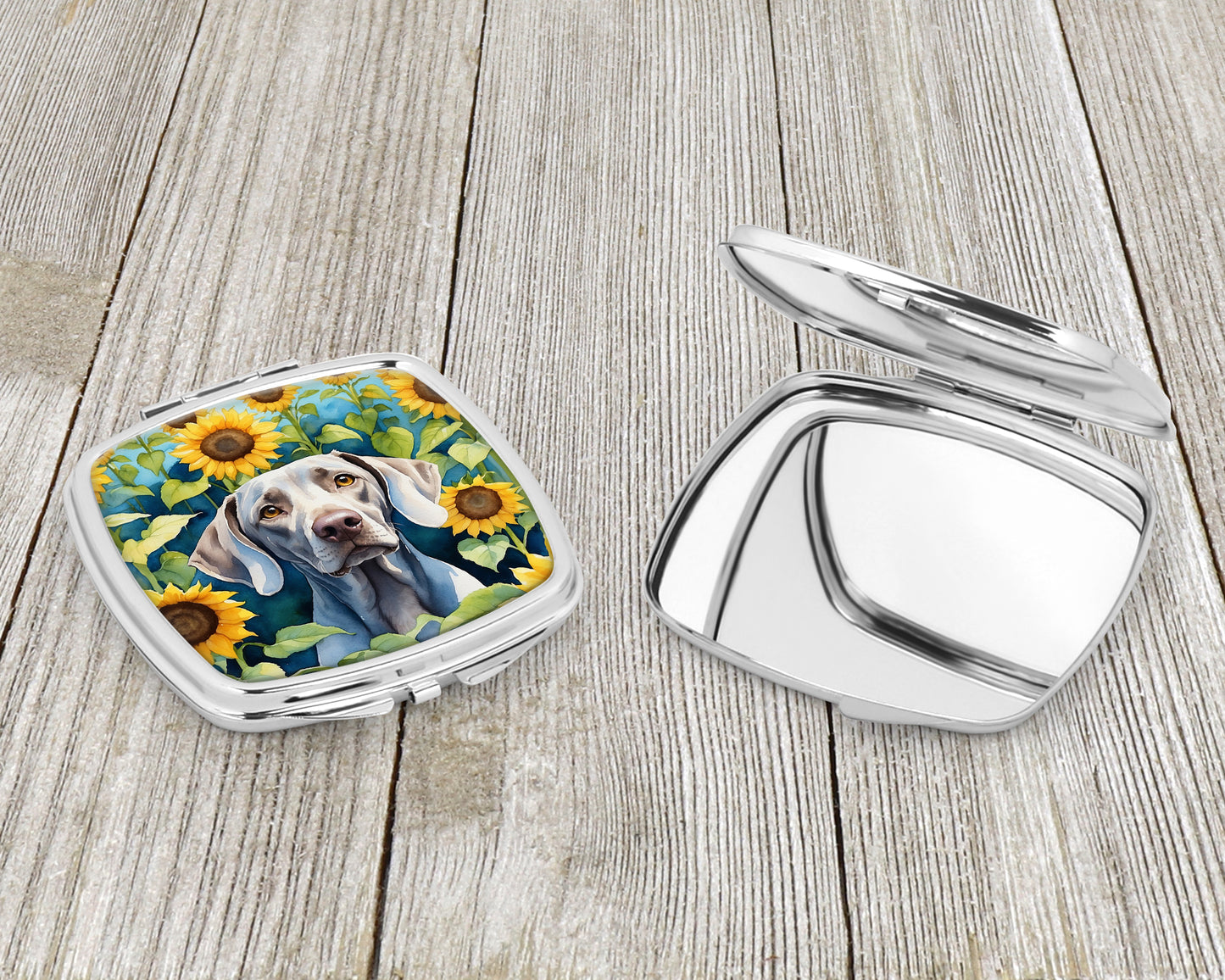 Weimaraner in Sunflowers Compact Mirror