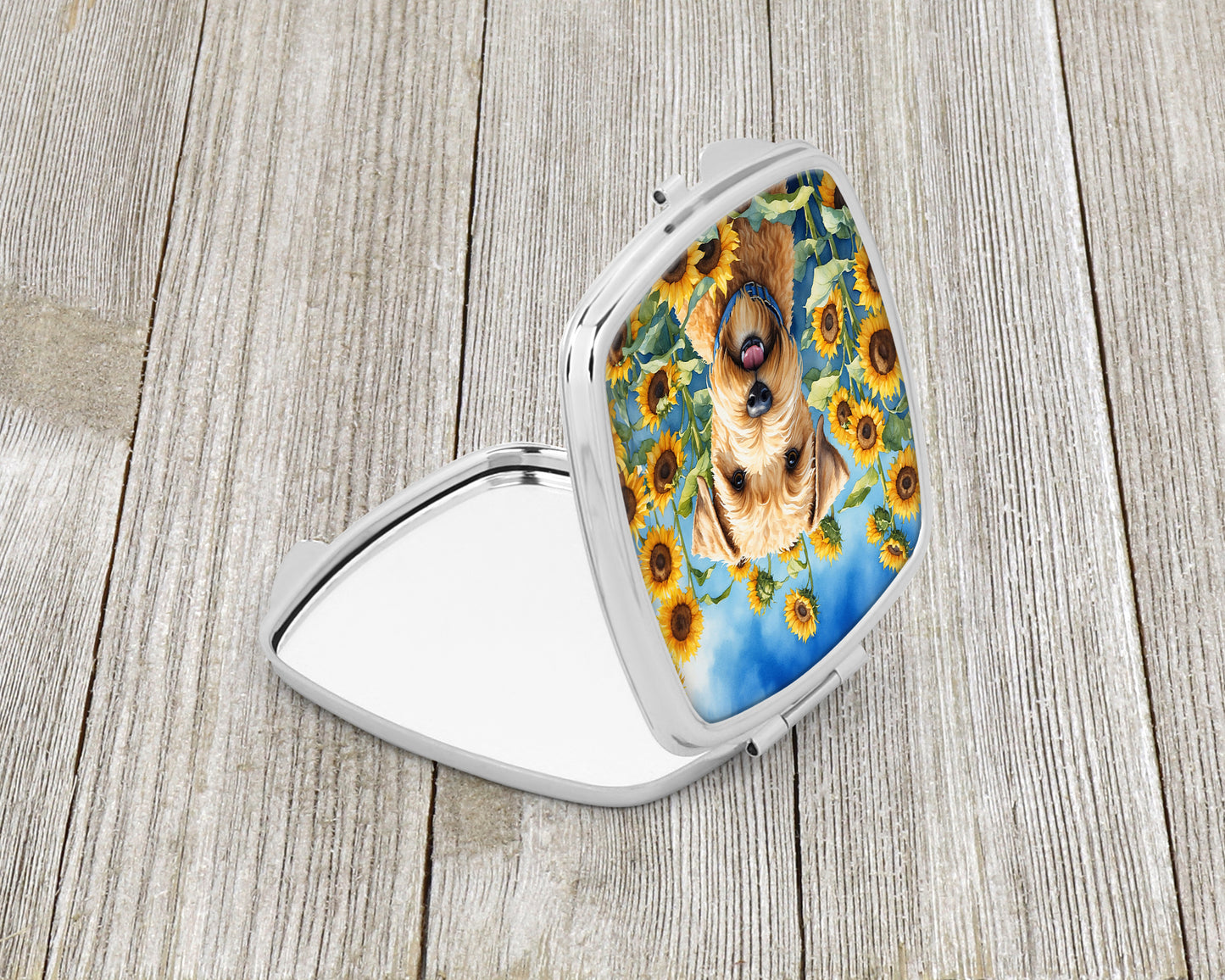 Wheaten Terrier in Sunflowers Compact Mirror