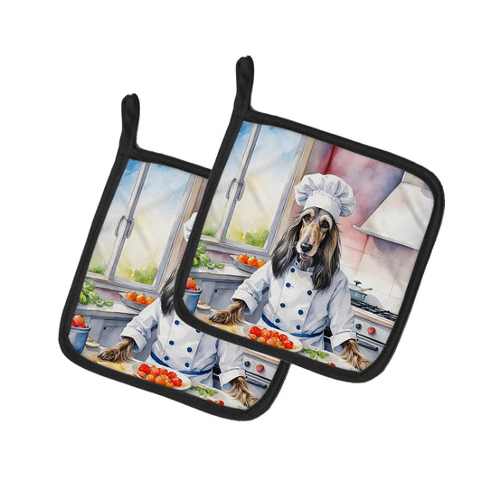 Buy this Afghan Hound The Chef Pair of Pot Holders