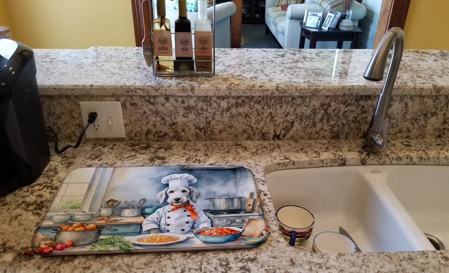 Bedlington Terrier The Chef Dish Drying Mat