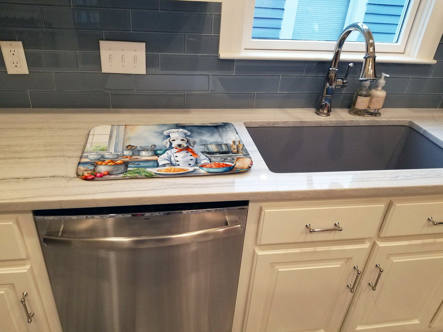 Bedlington Terrier The Chef Dish Drying Mat