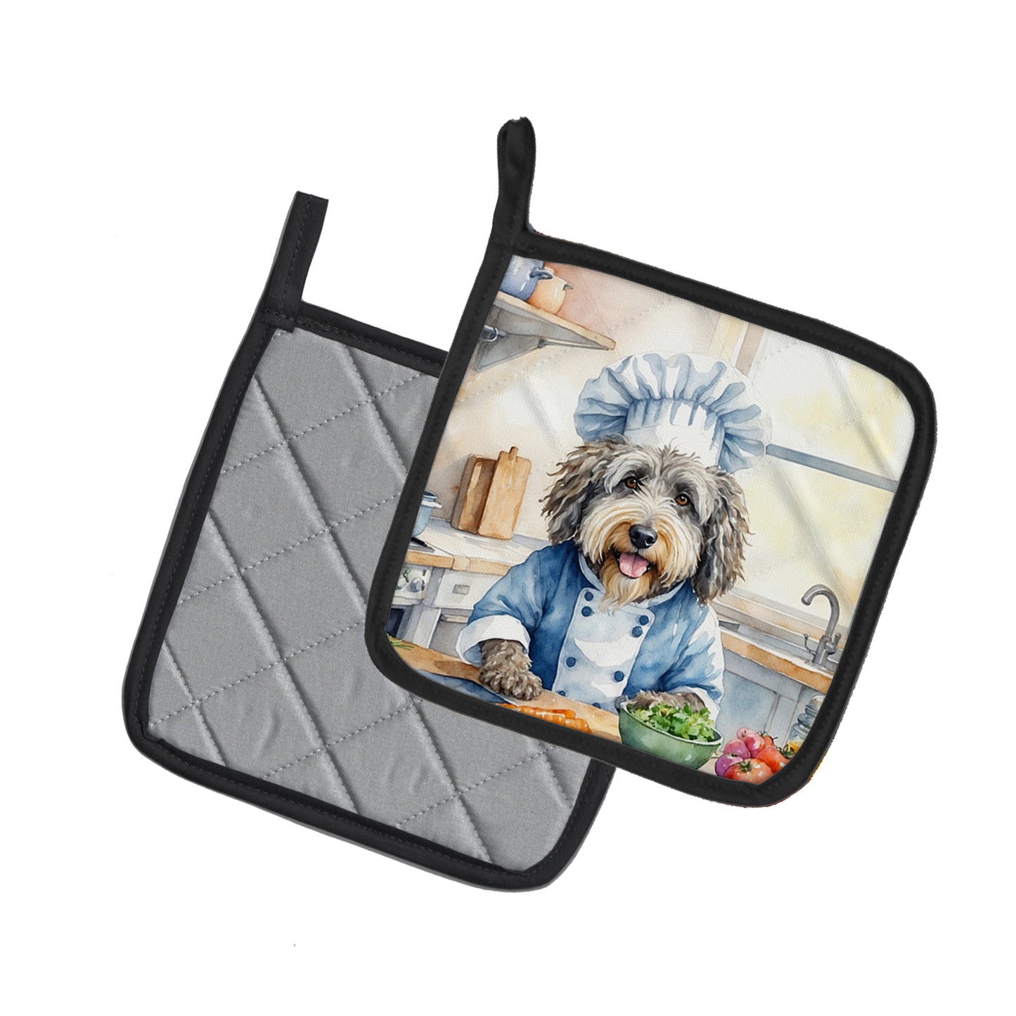 Bergamasco Sheepdog The Chef Pair of Pot Holders