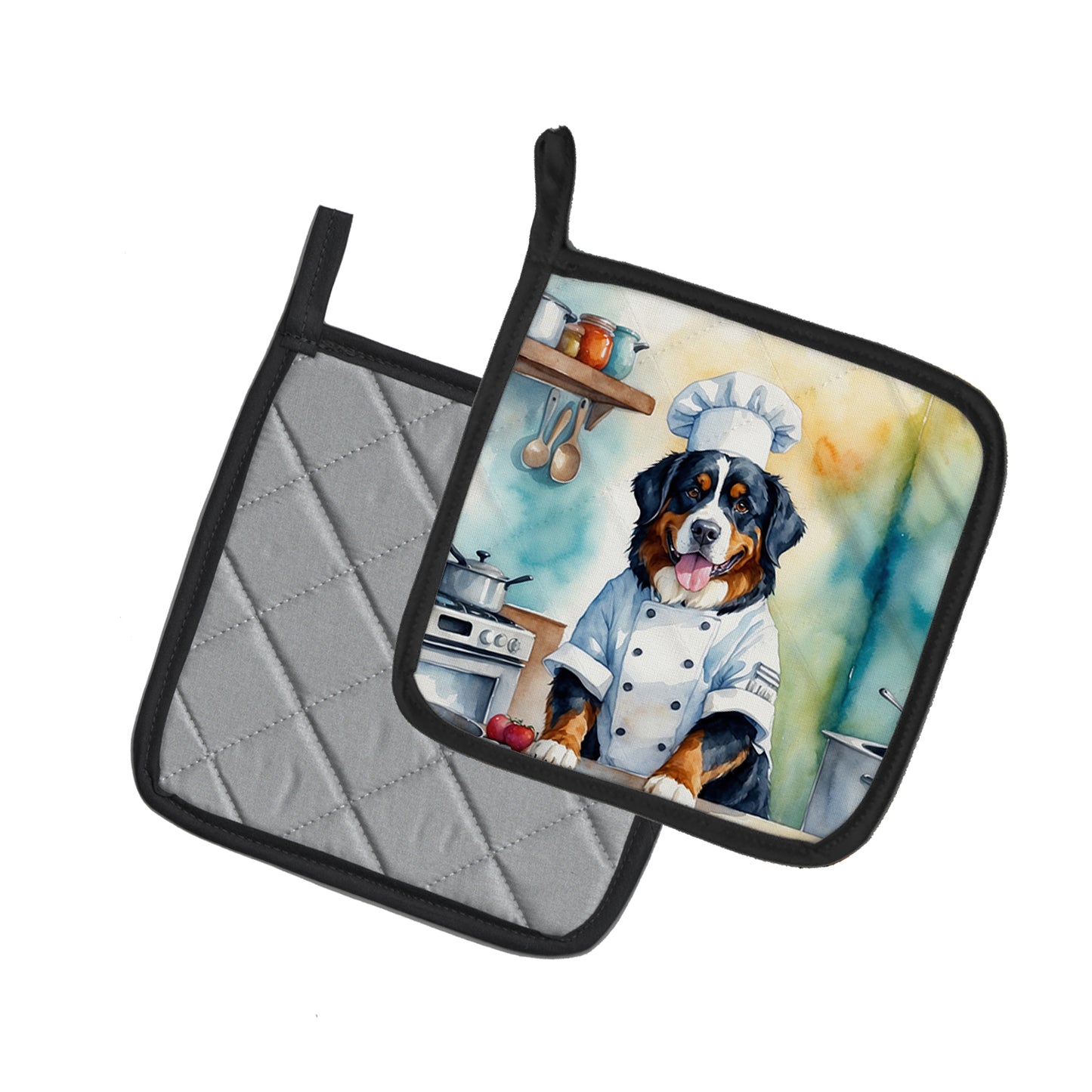Bernese Mountain Dog The Chef Pair of Pot Holders