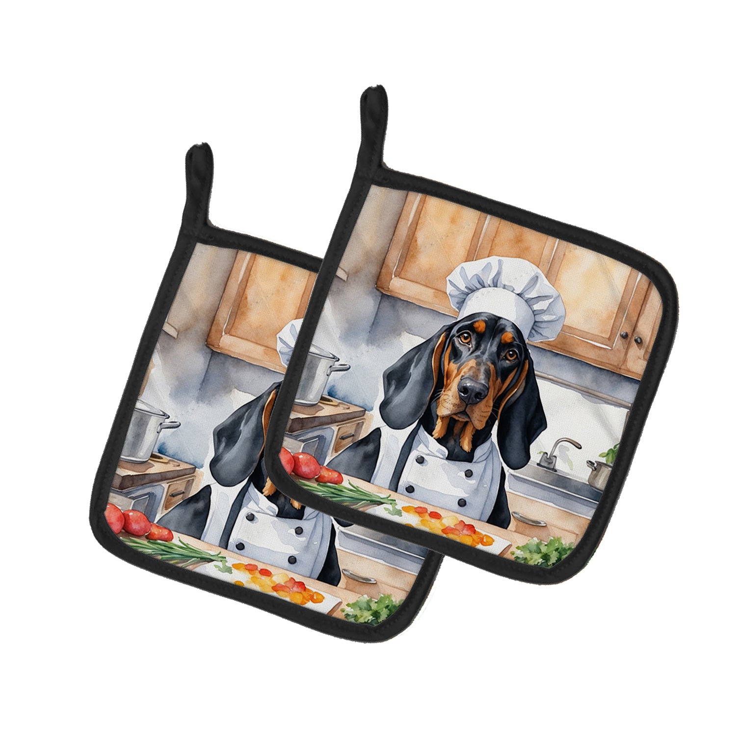 Buy this Black and Tan Coonhound The Chef Pair of Pot Holders